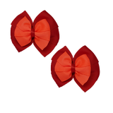 School Hair Accessories Double Bella Hair Bow 10cm - Red Base & Centre Ribbon (24 colours top)
