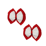 School Hair Accessories Double Bella Hair Bow 10cm - Red Base & Centre Ribbon (24 colours top)