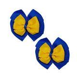 School Hair accessories Double Bella Bow 10cm Hair Clip Pair Non Slip Hair Bows Pinkberry Kisses Royal Blue Base & Centre Ribbon Mazie Yellow