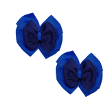 School Hair accessories Double Bella Bow 10cm Hair Clip Pair Non Slip Hair Bows Pinkberry Kisses Royal Blue Base & Centre Ribbon navy Blue