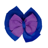 School uniform hair accessories Double Bella Bow 10cm - Royal Blue Base & Centre Ribbon Grape - Pinkberry Kisses