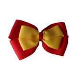 School uniform hair accessories Double Cherish Bow Non Slip Hair Clip Hair Bow Hair Tie - Red Base & Centre Ribbon - Pinkberry Kisses  Red Maize Yellow 