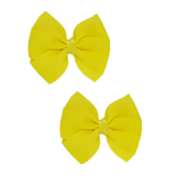 Bella Plain Colour School Uniform Hair Bow Hair Accessories Non Slip Hair Clip 6cm PinkBerry Kisses - Lemon Yellow Pair