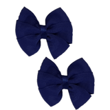 Bella Plain Colour School Uniform Hair Bow Hair Accessories Non Slip Hair Clip 6cm PinkBerry Kisses - Navy Blue Pair