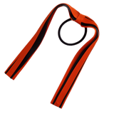 School Uniform Hair Accessories Ponytail Streamer Straight Hair Tie - Pinkberry Kisses Autumn Orange Base & Top Ribbon Black