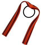 School Uniform Hair Accessories Ponytail Streamer Straight Hair Tie - Pinkberry Kisses Autumn Orange Base & Top Ribbon Brown