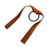 School Uniform Hair Accessories Ponytail Streamer Straight Hair Tie - Pinkberry Kisses Autumn Orange Base & Top Ribbon Emerald Green