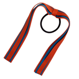 School Uniform Hair Accessories Ponytail Streamer Straight Hair Tie - Pinkberry Kisses Autumn Orange Base & Top Ribbon Methyl Blue