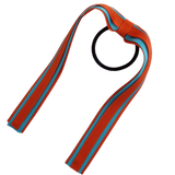 School Uniform Hair Accessories Ponytail Streamer Straight Hair Tie - Pinkberry Kisses Autumn Orange Base & Top Ribbon Misty Turquoise