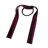 School Uniform Hair Accessories Ponytail Streamer Straight Hair Tie - Pinkberry Kisses Black Base & Top Ribbon Burgundy