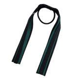 School Uniform Hair Accessories Ponytail Streamer Straight Hair Tie - Pinkberry Kisses Black Base & Top Ribbon Dark Green Hunter Green