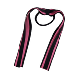 School Uniform Hair Accessories Ponytail Streamer Straight Hair Tie - Pinkberry Kisses Black Base & Top Ribbon Hot Pink