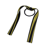 School Uniform Hair Accessories Ponytail Streamer Straight Hair Tie - Pinkberry Kisses Black Base & Top Ribbon Lemon Yellow