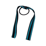 School Uniform Hair Accessories Ponytail Streamer Straight Hair Tie - Pinkberry Kisses Black Base & Top Ribbon Misty Turquoise