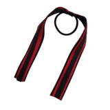 School Uniform Hair Accessories Ponytail Streamer Straight Hair Tie - Pinkberry Kisses Black Base & Top Ribbon Red