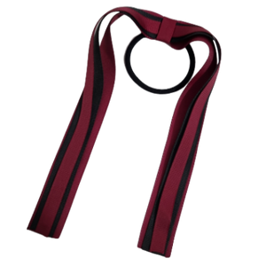 School Uniform Hair Accessories Ponytail Streamer Straight - Pinkberry Kisses Burgundy Base & Top Ribbon Purple