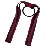School Uniform Hair Accessories Ponytail Streamer Straight - Pinkberry Kisses Burgundy Base & Top Ribbon Black