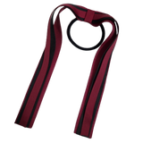 School Uniform Hair Accessories Ponytail Streamer Straight Hair Tie - Pinkberry Kisses Burgundy Base & Top Ribbon Black