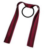 School Uniform Hair Accessories Ponytail Streamer Straight Hair Tie - Pinkberry Kisses Burgundy Base & Top Ribbon Brown
