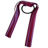 School Uniform Hair Accessories Ponytail Streamer Straight Hair Tie - Pinkberry Kisses Burgundy Base & Top Ribbon Grape