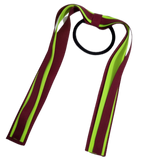 School Uniform Hair Accessories Ponytail Streamer Straight Hair Tie - Pinkberry Kisses Burgundy Base & Top Ribbon  Key Lime