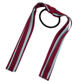 School Uniform Hair Accessories Ponytail Streamer Straight - Pinkberry Kisses Burgundy Base & Top Ribbon Light Blue