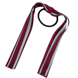 School Uniform Hair Accessories Ponytail Streamer Straight Hair Tie - Pinkberry Kisses Burgundy Base & Top Ribbon Light Blue