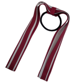 School Uniform Hair Accessories Ponytail Streamer Straight - Pinkberry Kisses Burgundy Base & Top Ribbon Light Grey