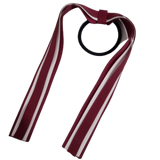 School Uniform Hair Accessories Ponytail Streamer Straight Hair Tie - Pinkberry Kisses Burgundy Base & Top Ribbon Light Pink