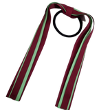 School Uniform Hair Accessories Ponytail Streamer Straight Hair Tie - Pinkberry Kisses Burgundy Base & Top Ribbon Mint Green