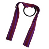 School Uniform Hair Accessories Ponytail Streamer Straight Hair Tie - Pinkberry Kisses Burgundy Base & Top Ribbon Purple