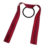 School Uniform Hair Accessories Ponytail Streamer Straight Hair Tie - Pinkberry Kisses Burgundy Base & Top Ribbon Red