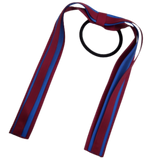 School Uniform Hair Accessories Ponytail Streamer Straight Hair Tie - Pinkberry Kisses Burgundy Base & Top Ribbon  Royal Blue