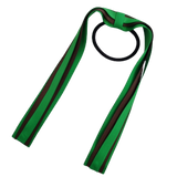 School Uniform Hair Accessories Ponytail Streamer Straight Hair Tie - Pinkberry Kisses Emerald Green Base & Top Ribbon Brown