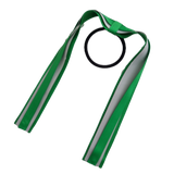 School Uniform Hair Accessories Ponytail Streamer Straight Hair Tie - Pinkberry Kisses Emerald Green Base & Top Ribbon Light Grey