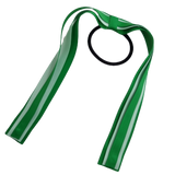 School Uniform Hair Accessories Ponytail Streamer Straight Hair Tie - Pinkberry Kisses Emerald Green Base & Top Ribbon Light Pastel Green