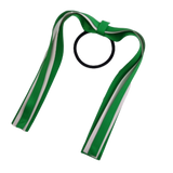 School Uniform Hair Accessories Ponytail Streamer Straight Hair Tie - Pinkberry Kisses Emerald Green Base & Top Ribbon Light pink