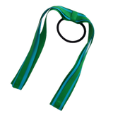 School Uniform Hair Accessories Ponytail Streamer Straight Hair Tie - Pinkberry Kisses Emerald Green Base & Top Ribbon Misty Turquoise