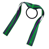 School Uniform Hair Accessories Ponytail Streamer Straight Hair Tie - Pinkberry Kisses Emerald Green Base & Top Ribbon Purple