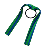 School Uniform Hair Accessories Ponytail Streamer Straight Hair Tie - Pinkberry Kisses Emerald Green Base & Top Ribbon Royal Blue