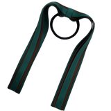 School Uniform Hair Accessories Ponytail Streamer Straight Hair Tie - Pinkberry Kisses Dark Green Hunter Green Base & Top Ribbon Brown