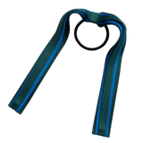 School Uniform Hair Accessories Ponytail Streamer Straight Hair Tie - Pinkberry Kisses Dark Green Hunter Green Base & Top Ribbon Methyl Blue