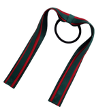 School Uniform Hair Accessories Ponytail Streamer Straight Hair Tie - Pinkberry Kisses Dark Green Hunter Green Base & Top Ribbon Red