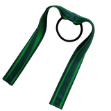 School Uniform Hair Accessories Ponytail Streamer Straight Hair Tie - Pinkberry Kisses Dark Green Hunter Green Base & Top Ribbon Emerald Green