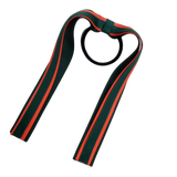 School Uniform Hair Accessories Ponytail Streamer Straight Hair Tie - Pinkberry Kisses Dark Green Hunter Green Base & Top Ribbon Neon Orange