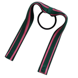 School Uniform Hair Accessories Ponytail Streamer Straight Hair Tie - Pinkberry Kisses Dark Green Hunter Green Base & Top Ribbon  Hot Pink