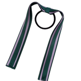 School Uniform Hair Accessories Ponytail Streamer Straight - Pinkberry Kisses Dark Green Hunter Green Base & Top Ribbon Light Orchid