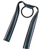 School Uniform Hair Accessories Ponytail Streamer Straight Hair Tie - Pinkberry Kisses Dark Green Hunter Green Base & Top Ribbon Light Orchid