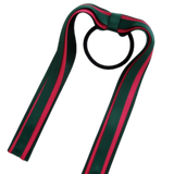 School Uniform Hair Accessories Ponytail Streamer Straight Hair Tie - Pinkberry Kisses Dark Green Hunter Green Base & Top Ribbon  Shocking Pink