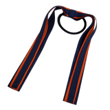 School Uniform Hair Accessories Ponytail Streamer Straight Hair Ties - Pinkberry Kisses Navy Blue Dark Blue Base & Top Ribbon Autumn Orange